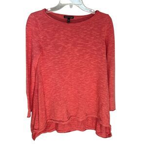 Eileen Fisher Organic Linen Blend Sweater Oversized Pullover Coral XS TP Coastal